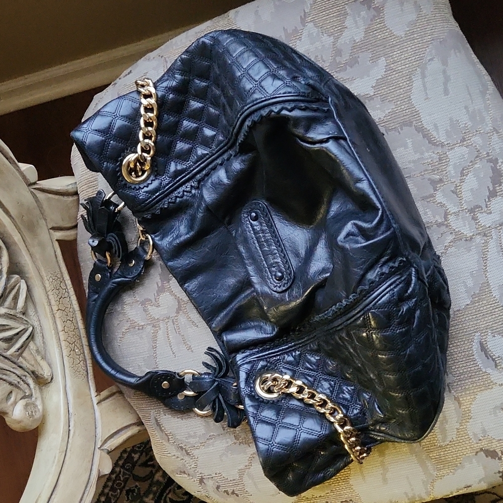 Juicy Couture Women's Black Brogue Leather Duchess Y2K Bag